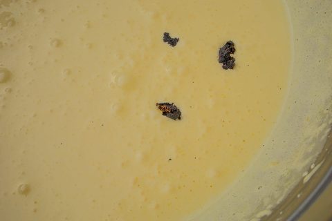 Vanille und Eigelb und Zucker